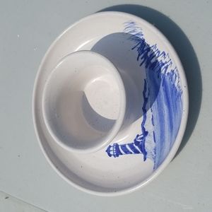 Hand crafted ceramic Chips and dip plate